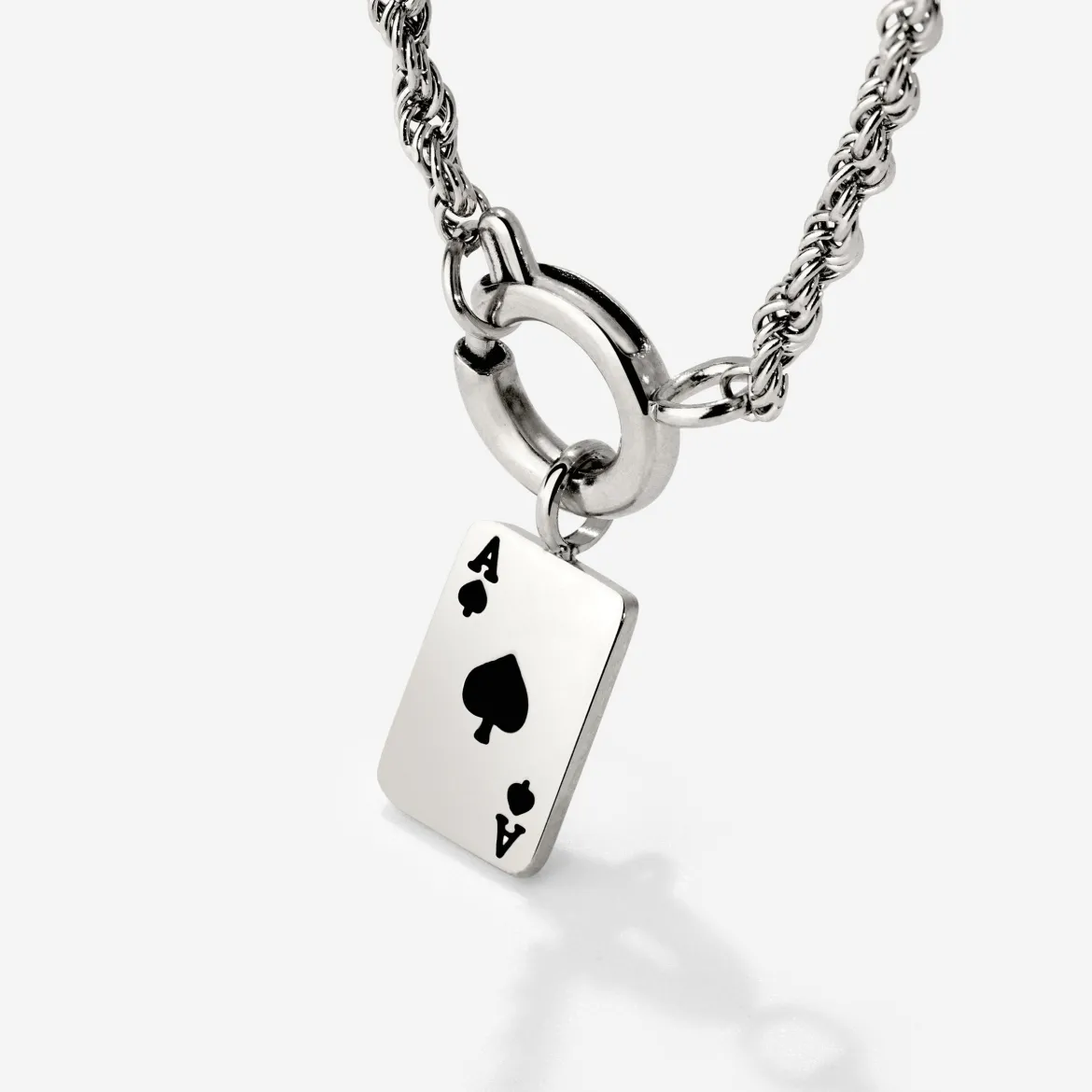 Aced Rope Chain Necklace Set Silber