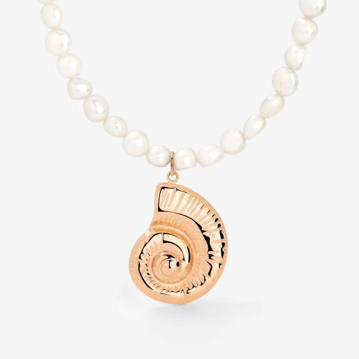 Ammonite Pearl Necklace Roségold
