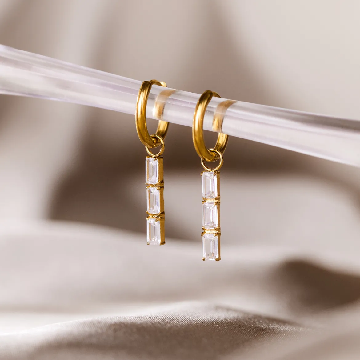Baguette Bundle Hoop Set Small Silber