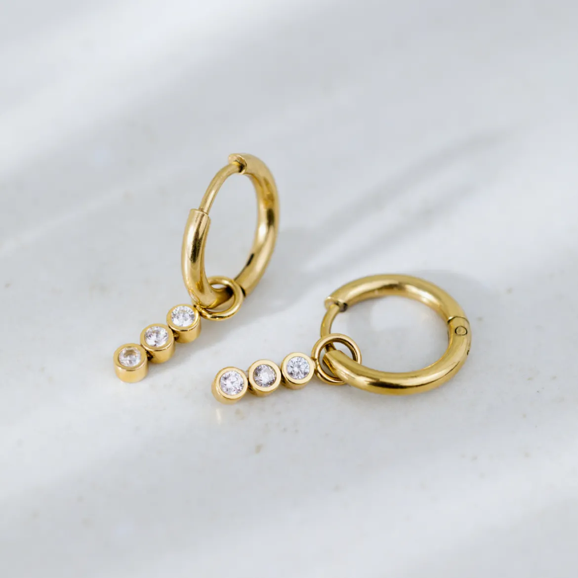 Bezel Bling Hoop Set Small Roségold