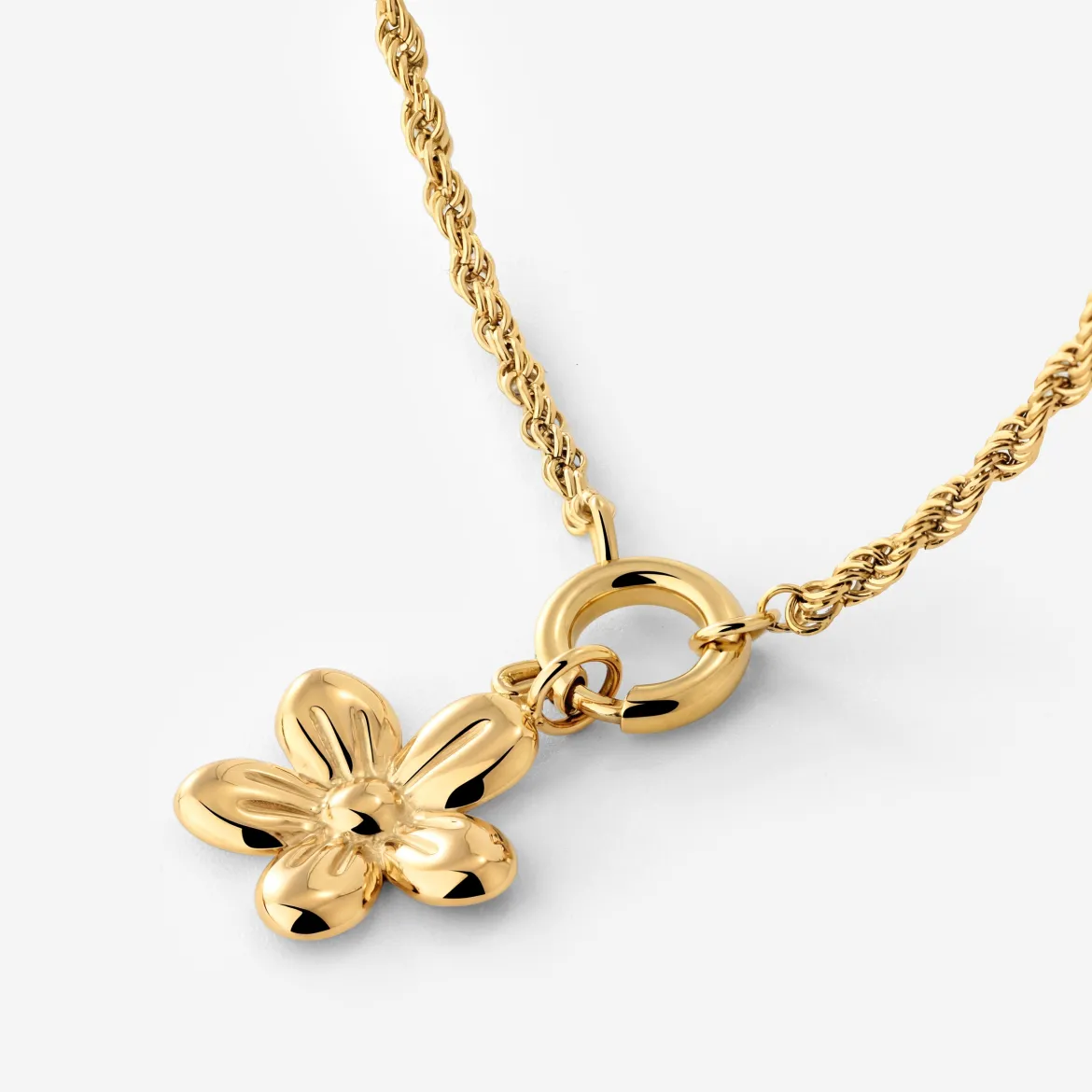 Blossom Rope Chain Necklace Set Gold