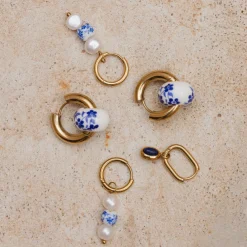 Blue Breeze Oval Hoop Set Baby Gold