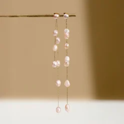 Blush Pearl Fall Earrings Gold