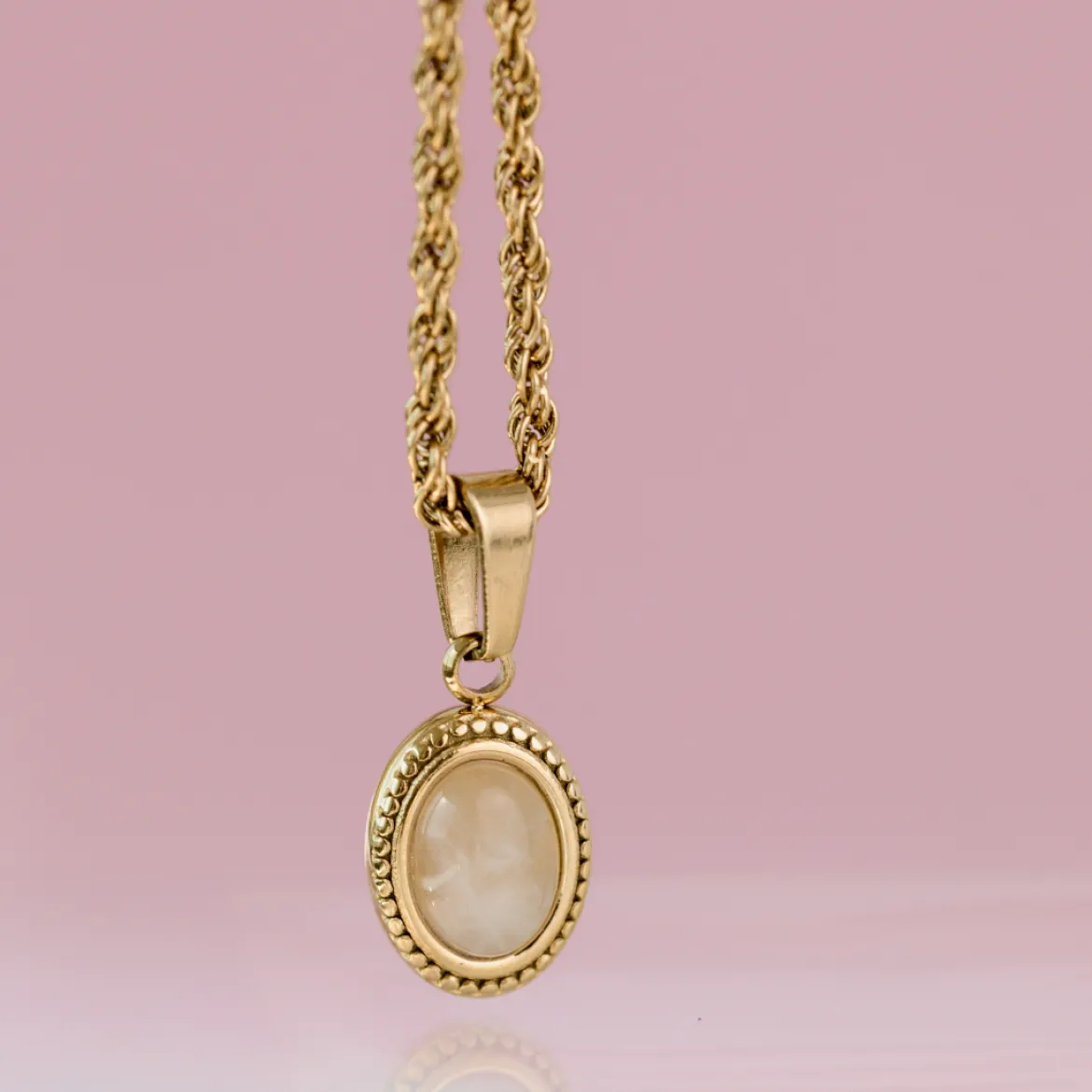 Blush Quartz Necklace Gold