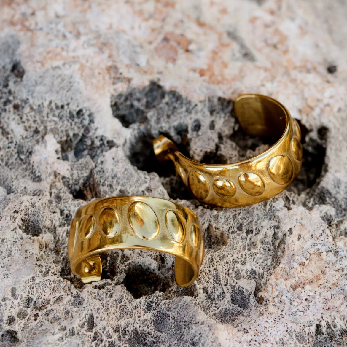 Boho Beads Hoop Studs Roségold