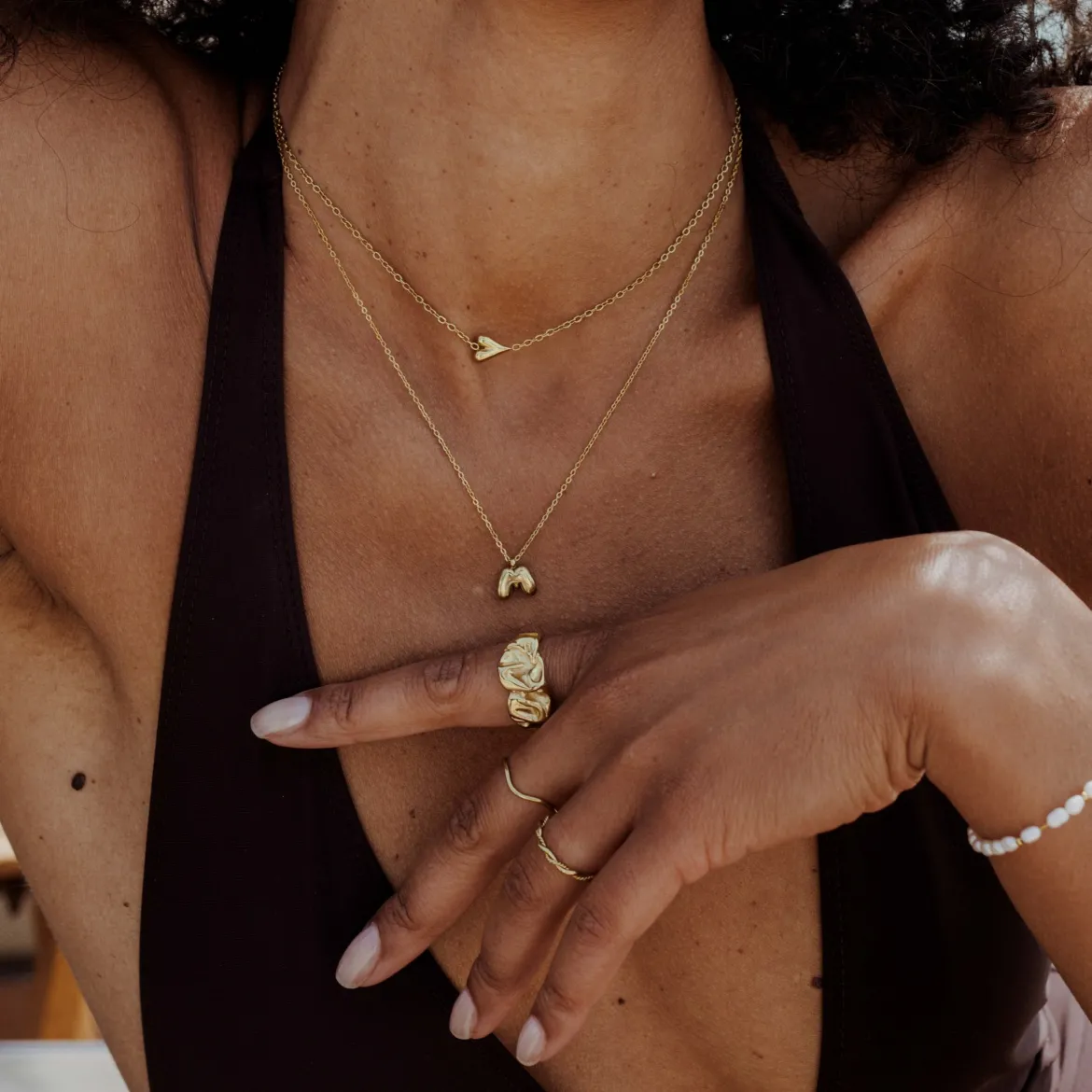 Bubble Letter Necklace Gold - A