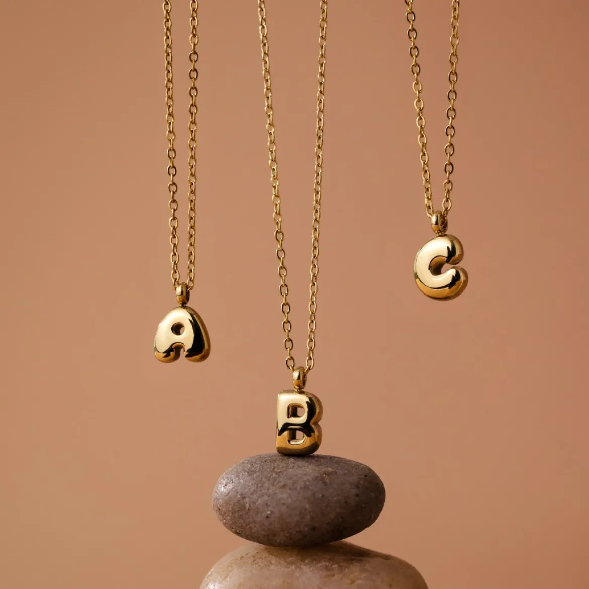 Bubble Letter Necklace Roségold - A