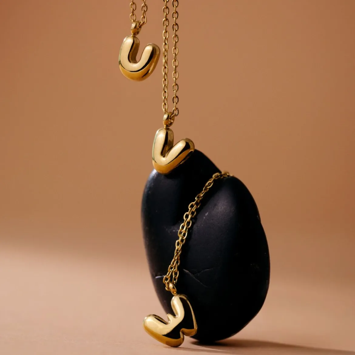 Bubble Letter Necklace Roségold - A
