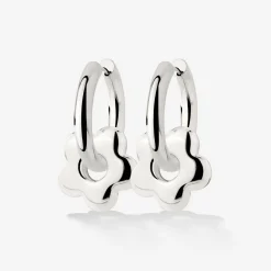 Chunky Bubble Flower Hoop Set Medium Silber