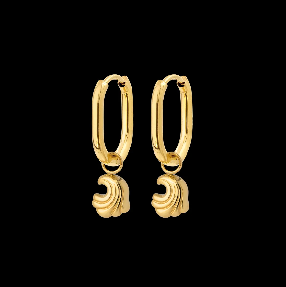 Curvy Wave Oval Hoop Set Baby Gold