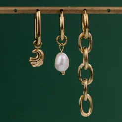 Curvy Wave Oval Hoop Set Baby Gold