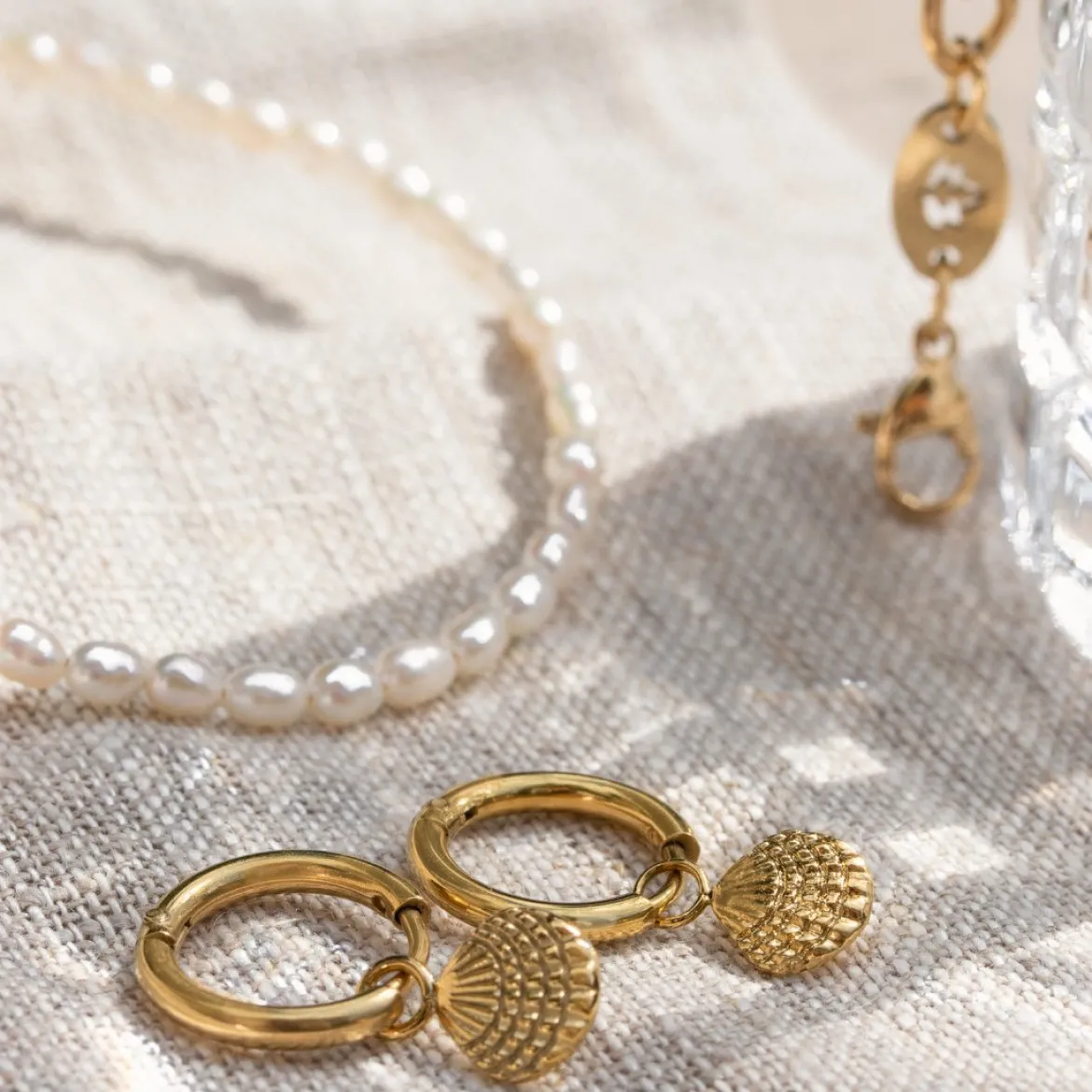 Cute Shell Hoop Set Silber
