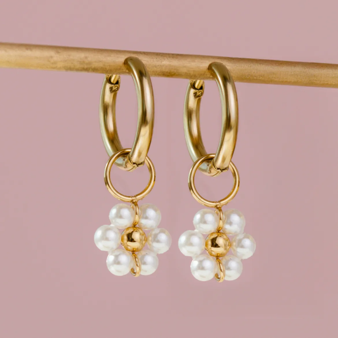 Daisy Hoop Set Small Gold