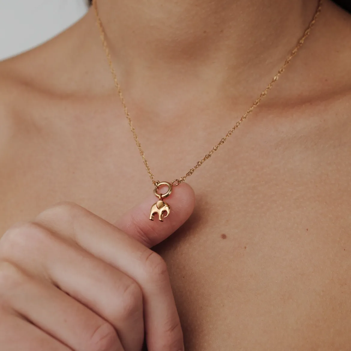 Elephant Singapore Chain Necklace Set Gold