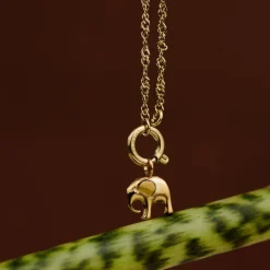 Elephant Singapore Chain Necklace Set Gold