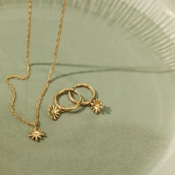 Flowery Hoop Set Medium Gold