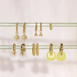 Flowery Hoop Set Medium Gold