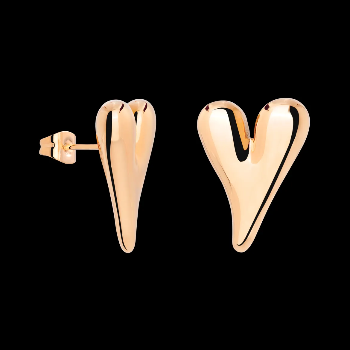 Flowy Heart Studs Large Roségold