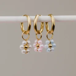 Forever Blue Daisy Hoop Set Small Roségold