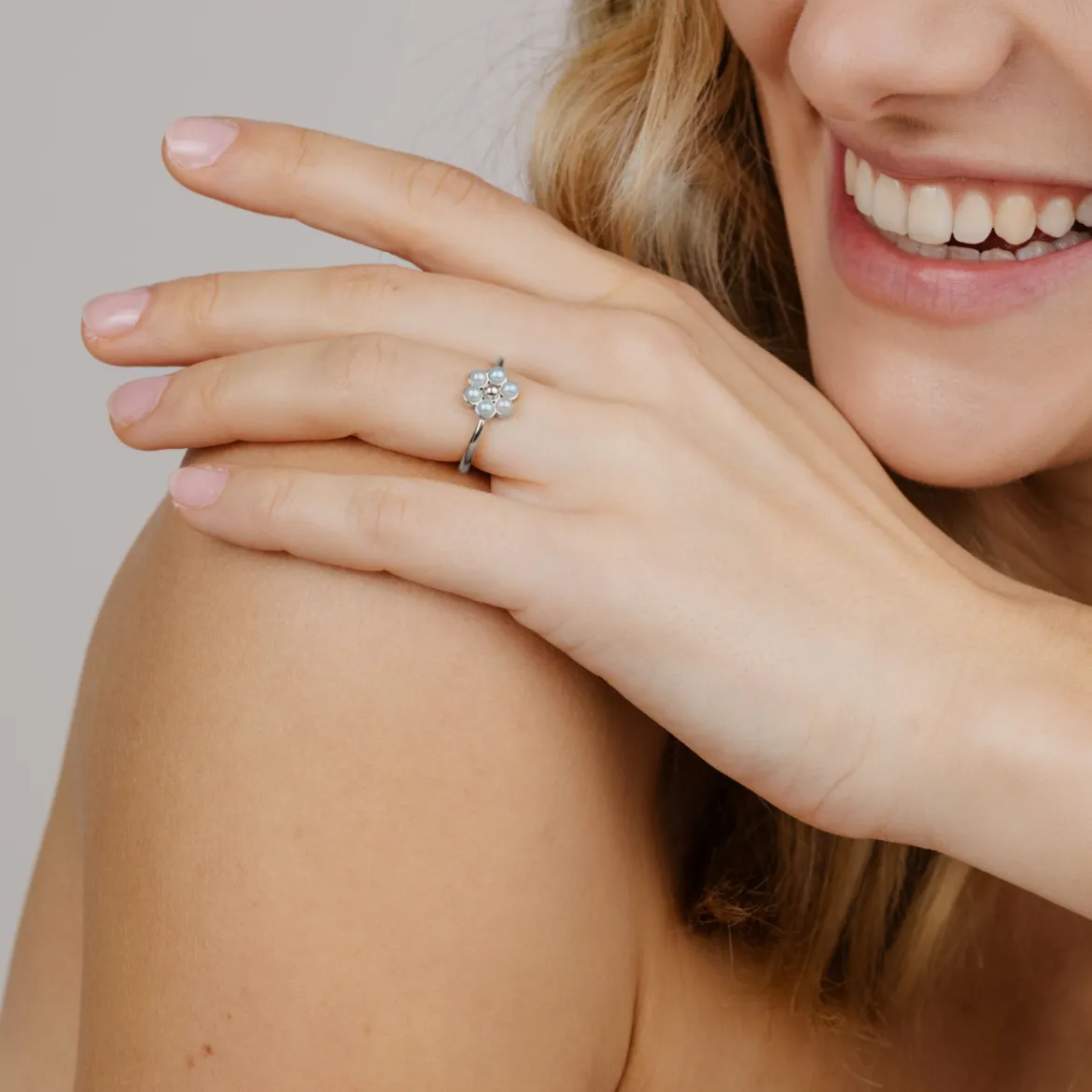 Forever Blue Daisy Ring Silber - 50
