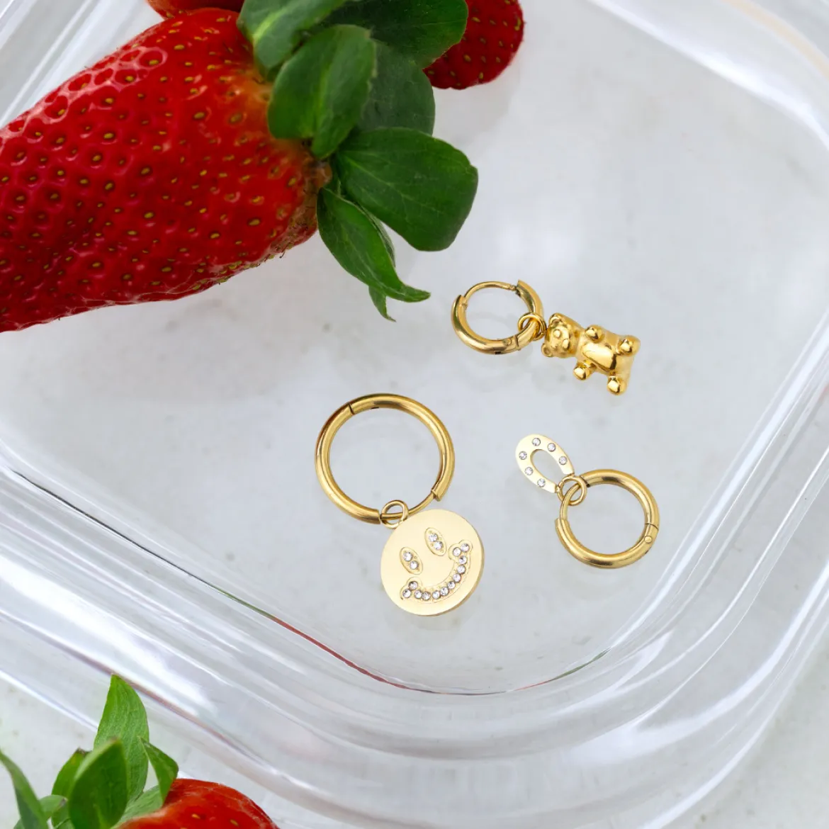 Fortune Bear Hoop Set Baby Silber