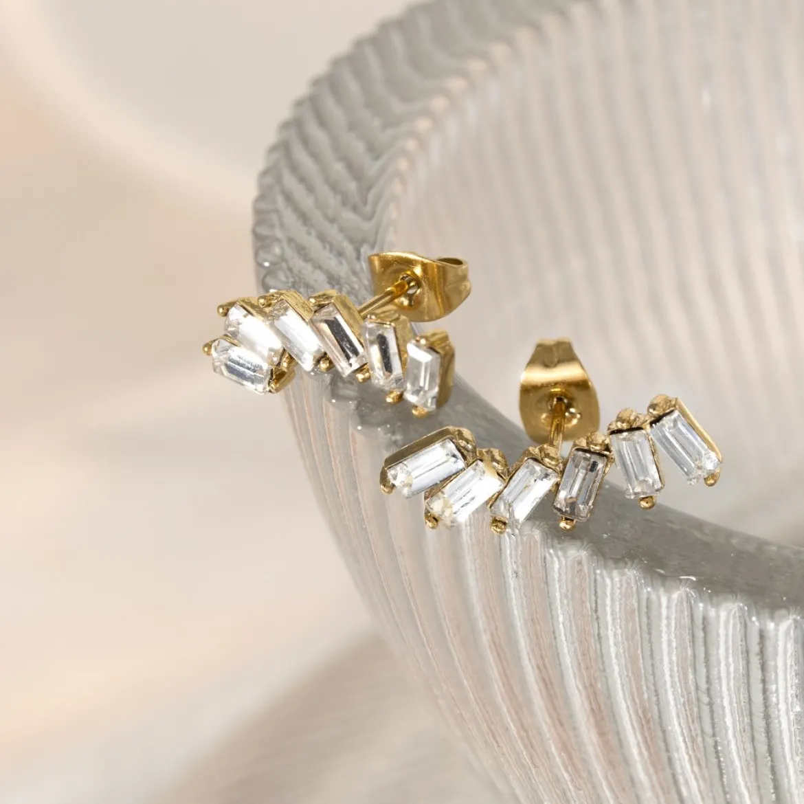 Glam Earclimber Studs Gold