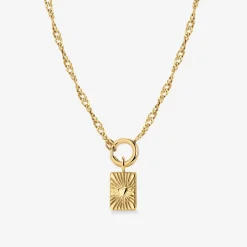 Glowing Heart Singapore Chain Necklace Set Gold
