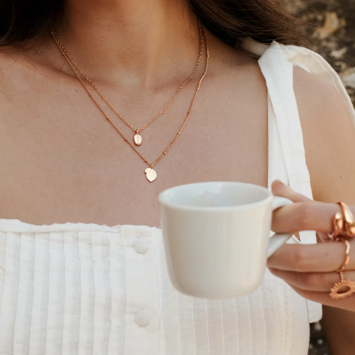 Golden Bean Necklace Roségold