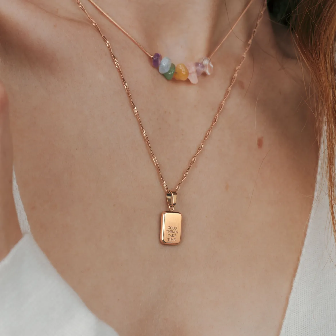 Good things take time Necklace Roségold