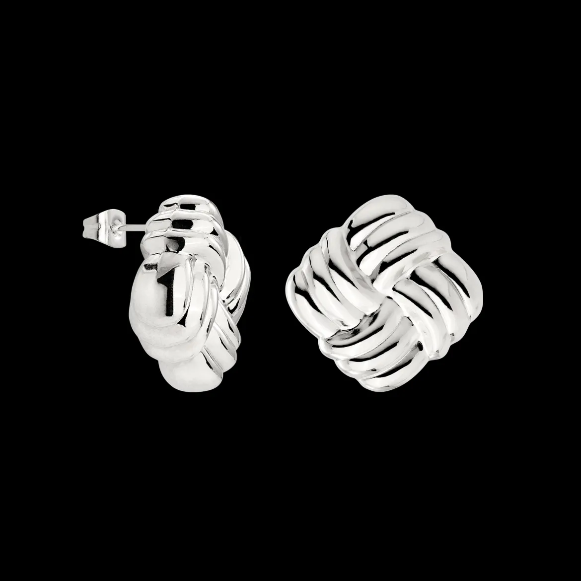 Granny Button Studs Large Silber