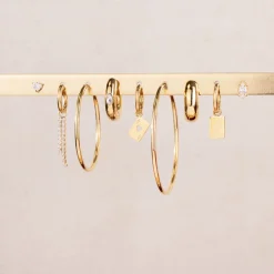 Heart Ace Hoop Set Small Gold