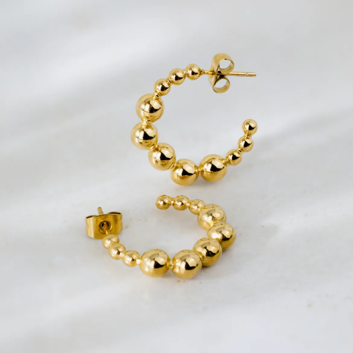 Infinite Beads Hoop Studs Gold