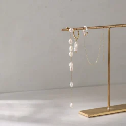 Jules Unique Pearl Fall Studs Gold