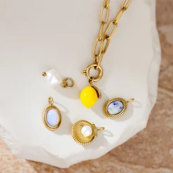 Lemony Oval Links Necklace Set Silber