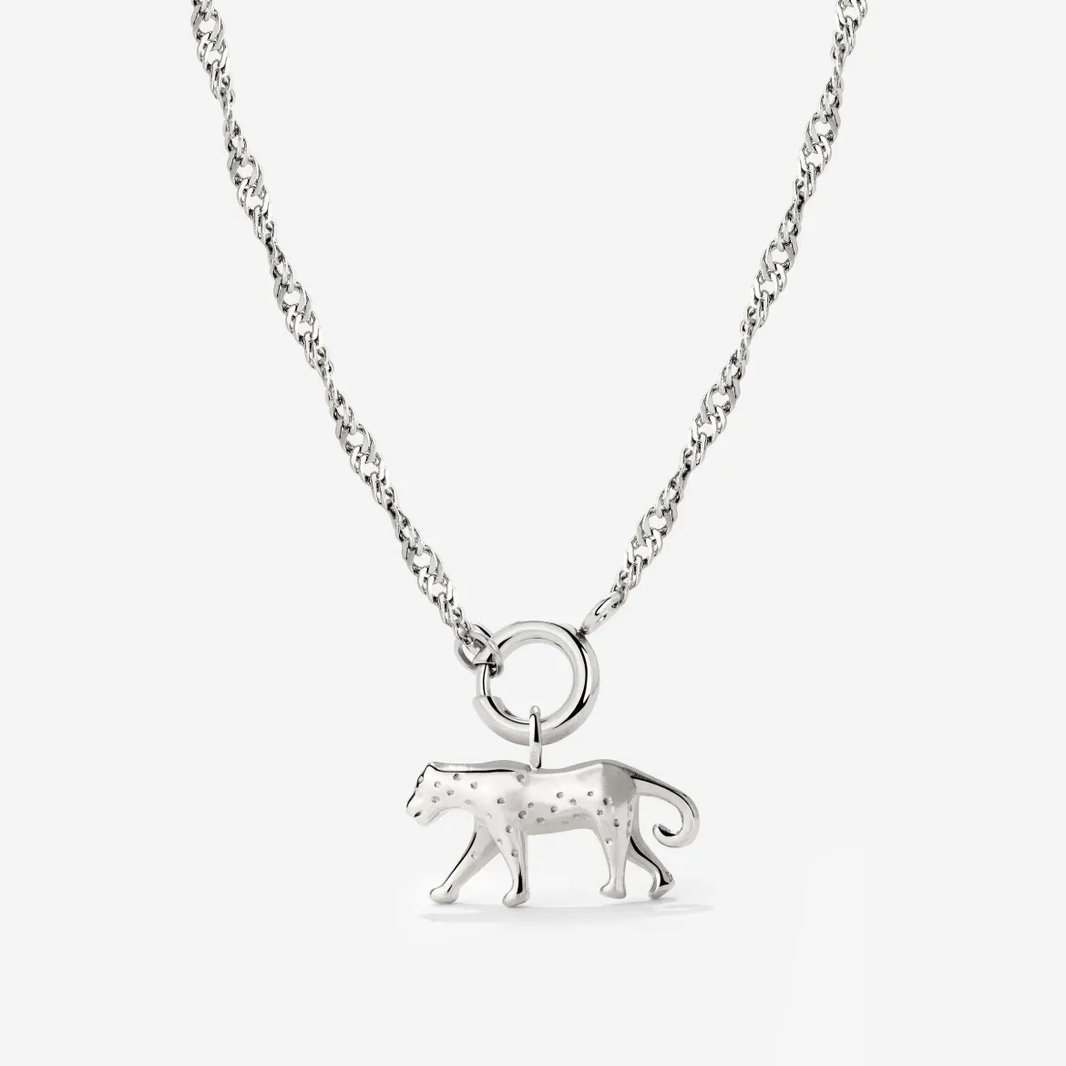 Leopard Singapore Chain Necklace Set Silber