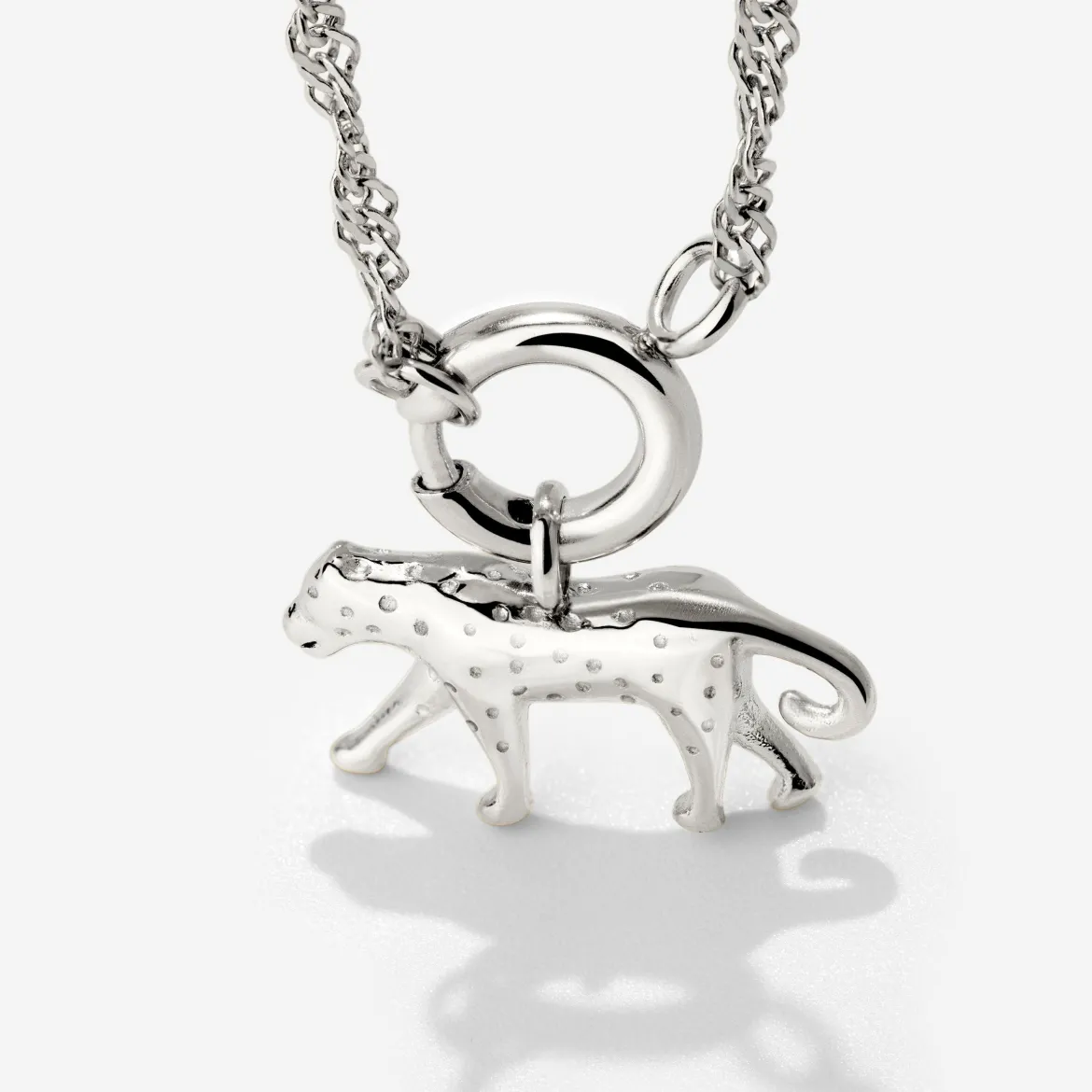 Leopard Singapore Chain Necklace Set Silber