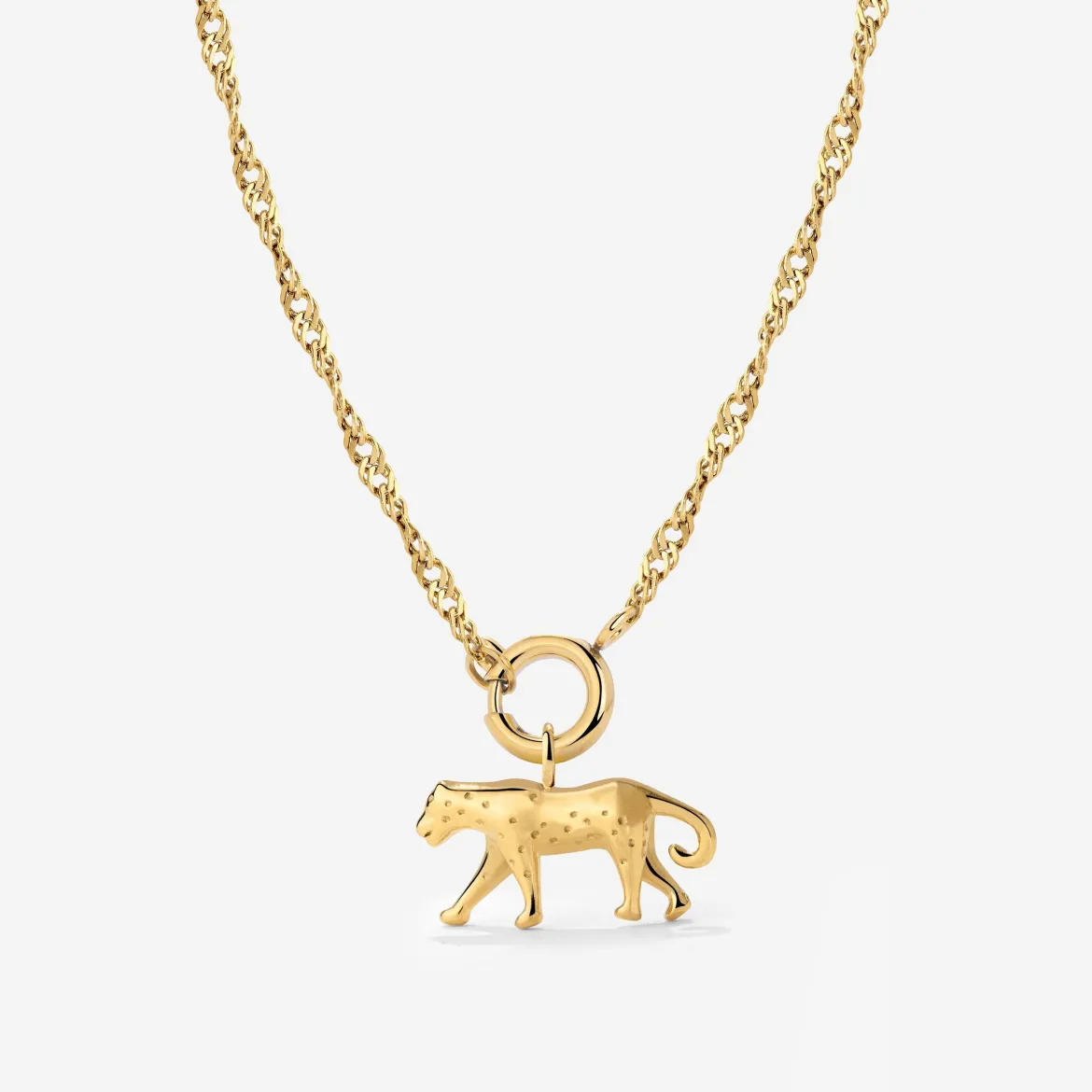 Leopard Singapore Chain Necklace Set Gold