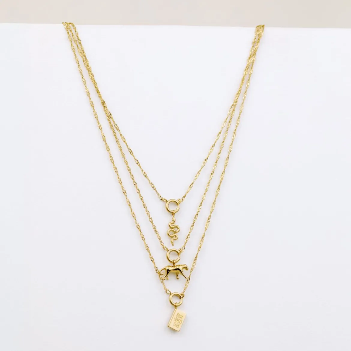 Leopard Singapore Chain Necklace Set Gold