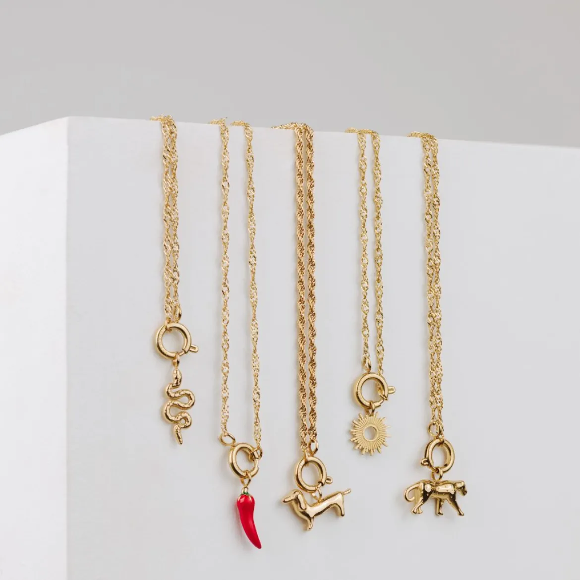 Leopard Singapore Chain Necklace Set Gold