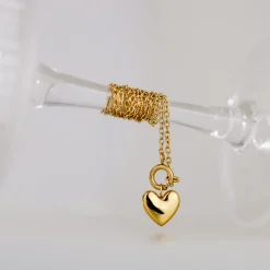 Lovely Heart Classic Chain Necklace Set Gold