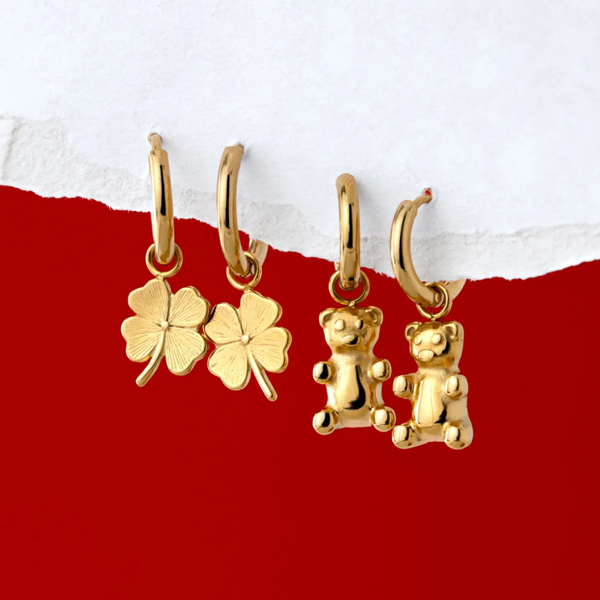 Lucky Clover Hoop Set Small Silber