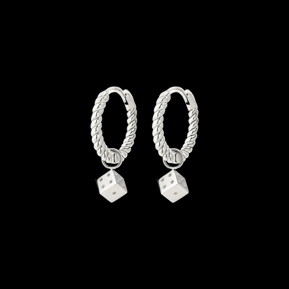 Lucky Dice Twisted Hoop Set Baby Silber