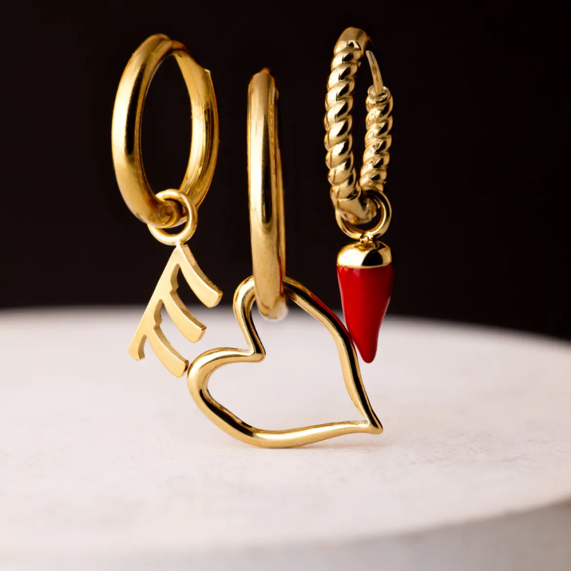 Melting Heart Hoop Set Medium Gold