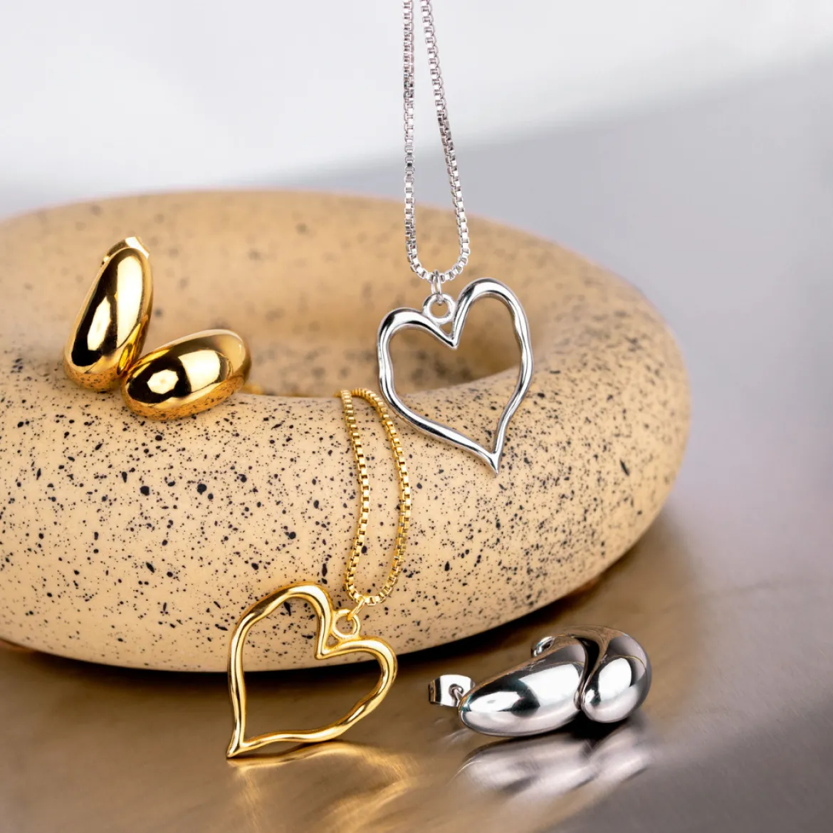 Melting Heart Necklace Silber