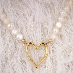 Melting Heart Pearl Necklace Silber