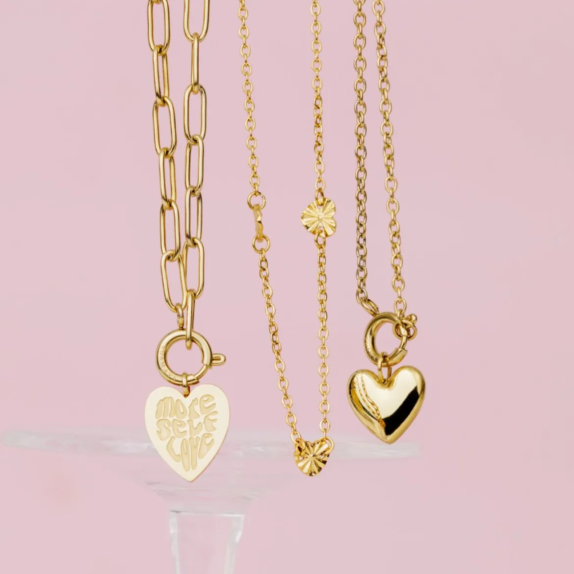 More Self-Love Oval Links Necklace Set Gold