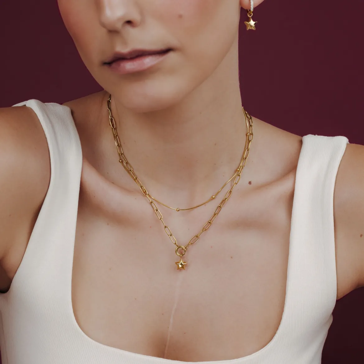 Nova Oval Links Necklace Set Gold