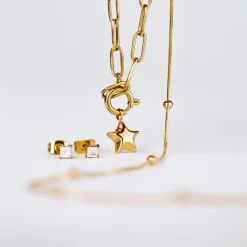 Nova Oval Links Necklace Set Gold