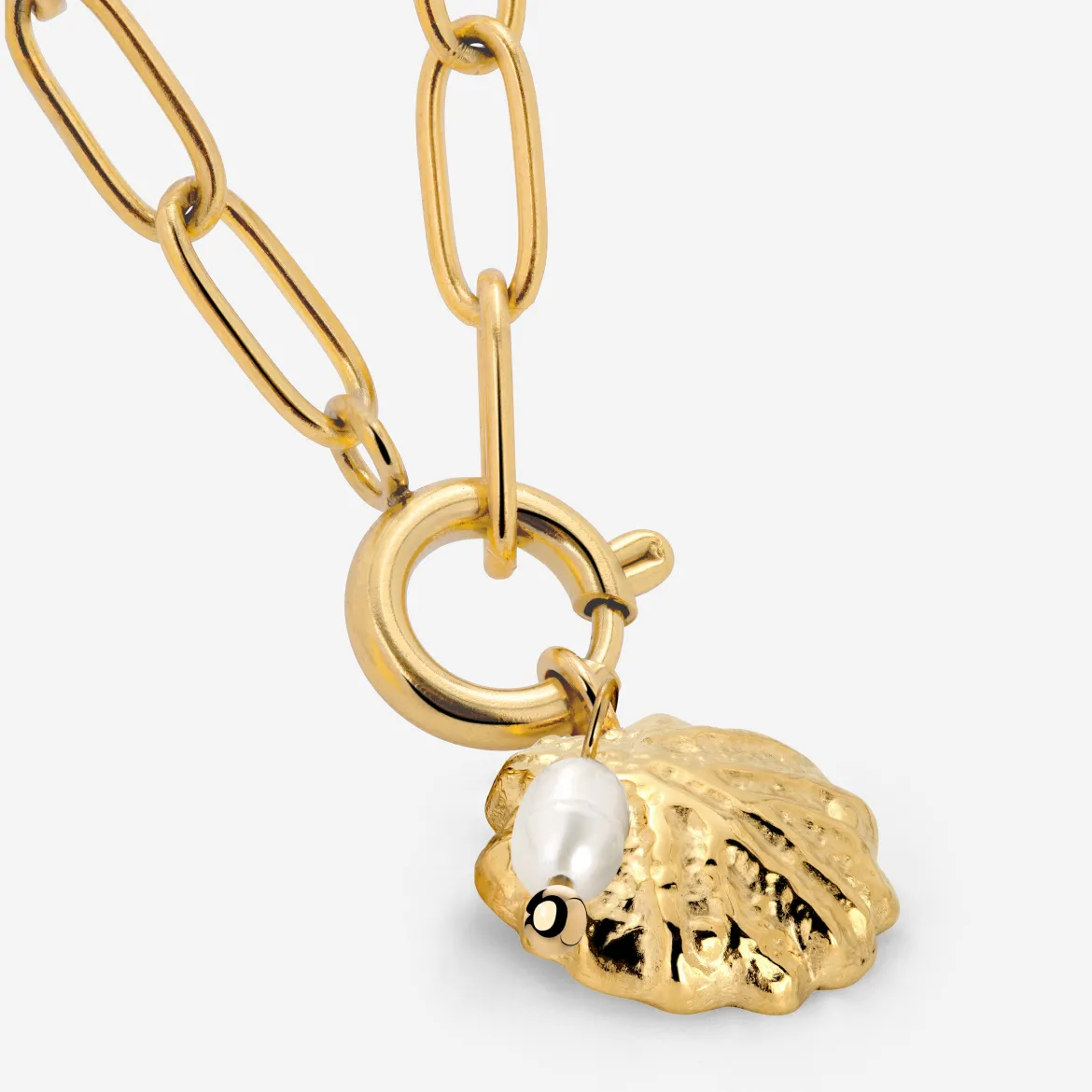 Ocean Lovers Oval Links Necklace Set Gold