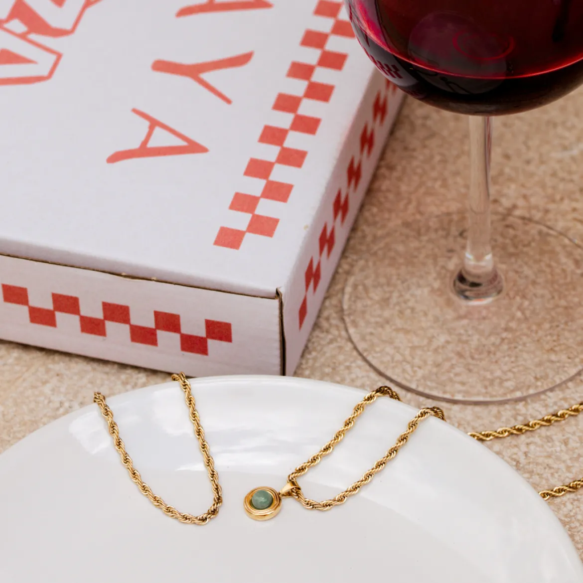 Olive Glow Necklace Roségold